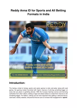 Reddy Anna ID for Sports and All Betting Formats in India