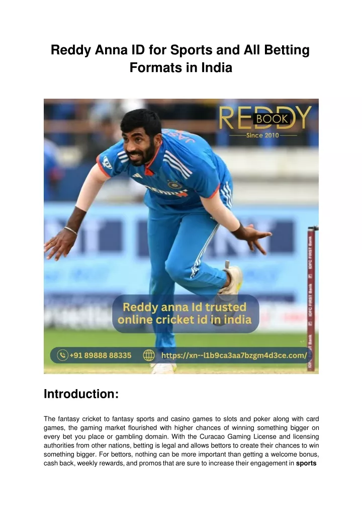 reddy anna id for sports and all betting formats