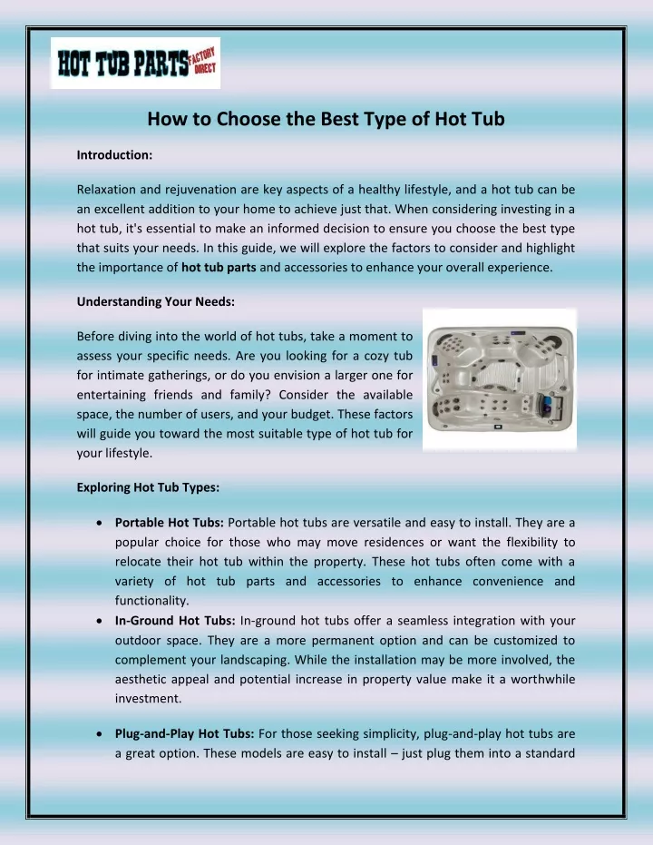 PPT - How to Choose the Best Type of Hot Tub PowerPoint Presentation ...