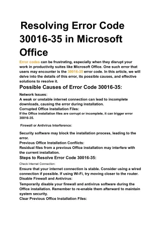 Resolving Error Code 30016-35 in Microsoft Office