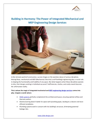 Building in Harmony: The Power of Integrated Mechanical and MEP Engineering Desi