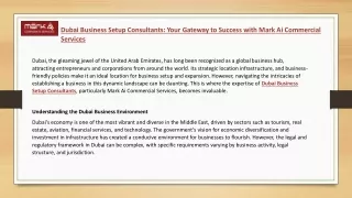Dubai Business Setup Consultants - Your Gateway to Success with Mark Ai Commercial Services