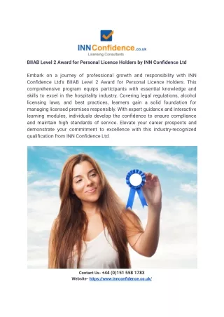 BIIAB Level 2 Award for Personal Licence Holders by INN Confidence Ltd