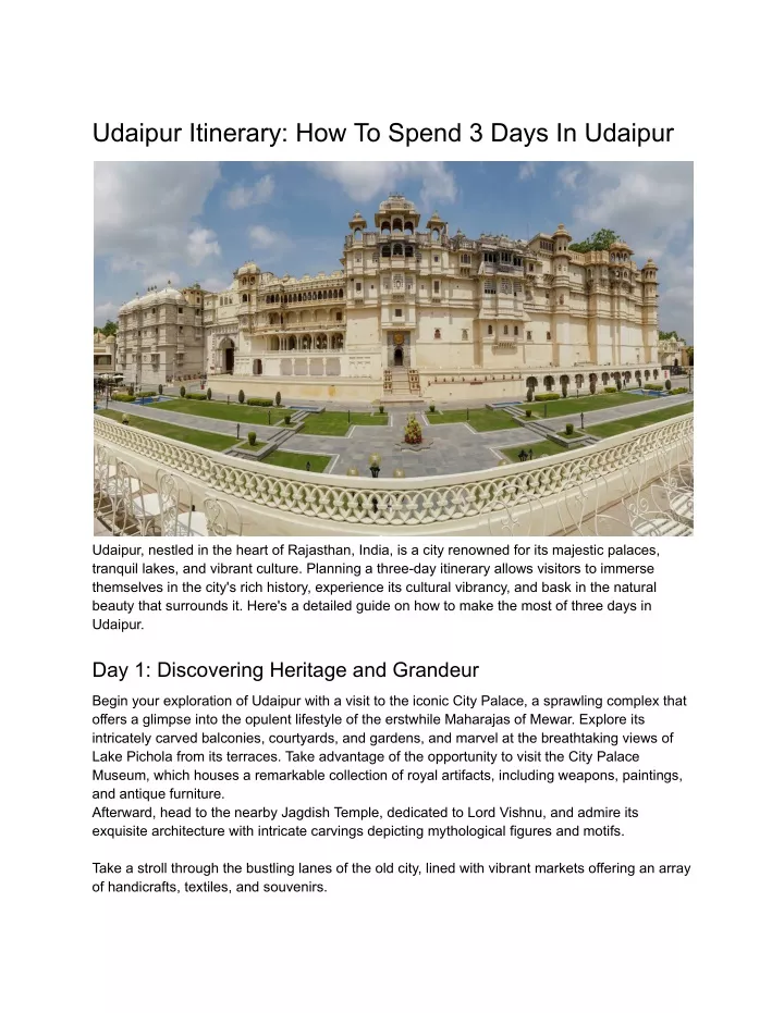 udaipur itinerary how to spend 3 days in udaipur