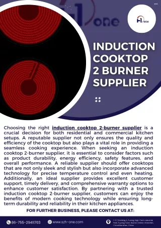 Induction Cooktop 2 Burner Supplier