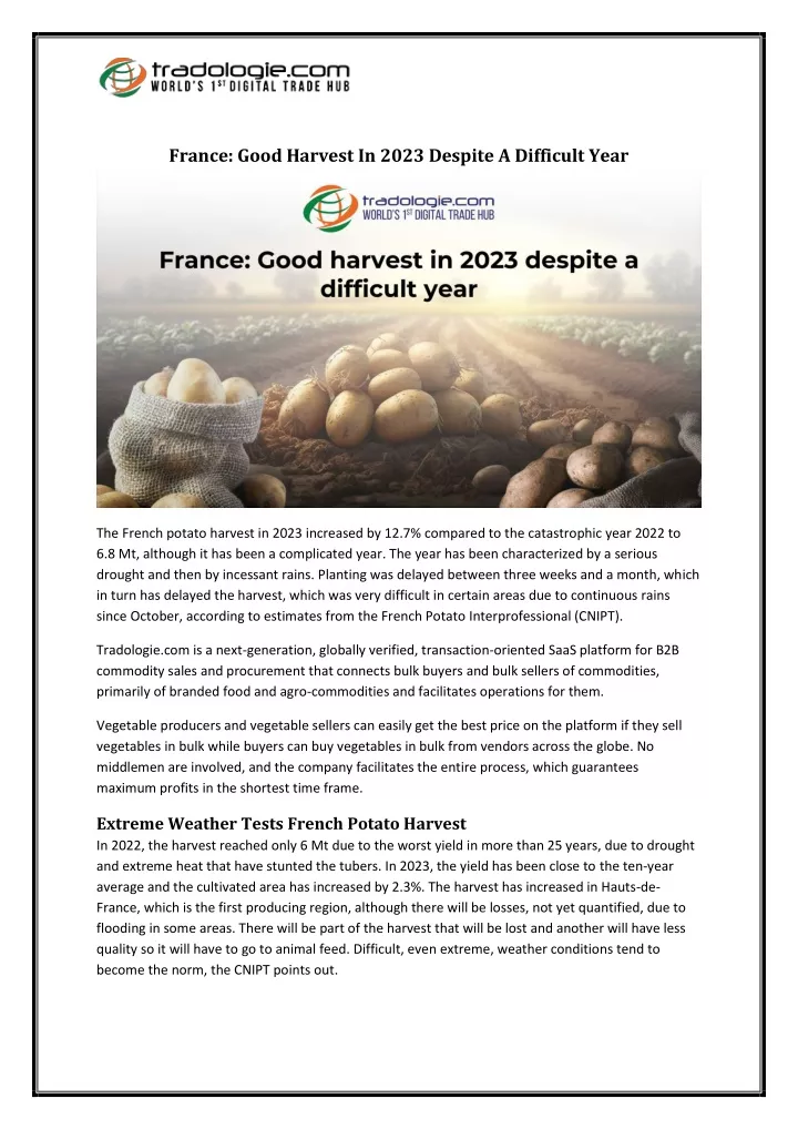 france good harvest in 2023 despite a difficult