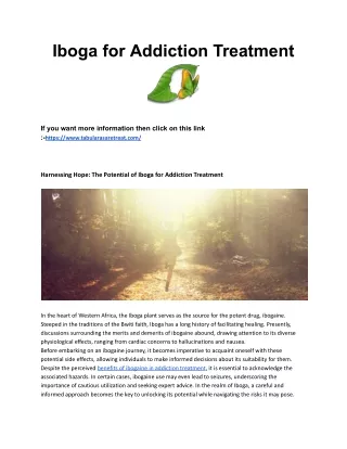 Iboga for Addiction Treatment