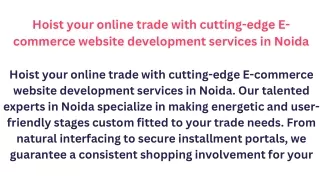 Elevate your online commerce with our Noida-based E-commerce website development