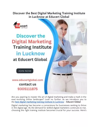 Discover the Best Digital Marketing Training Institute in Lucknow at Educert Global