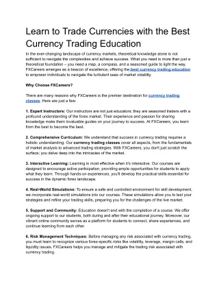 Learn to Trade Currencies with the Best Currency Trading Education