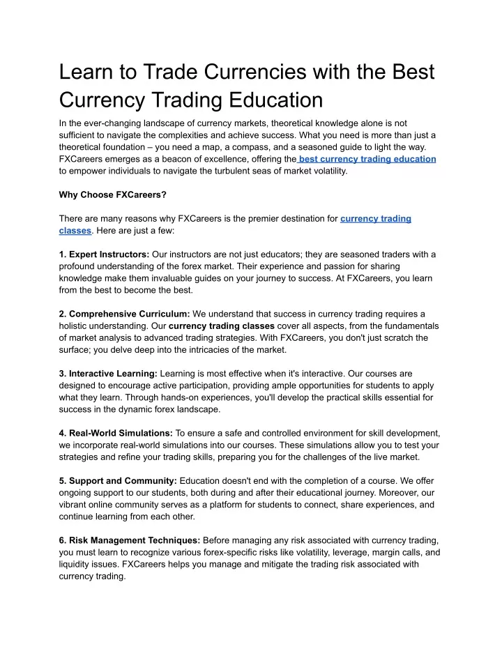 learn to trade currencies with the best currency