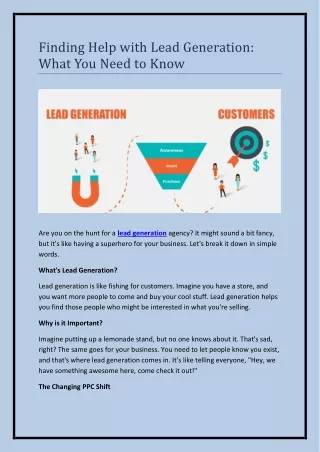 Finding Help with Lead Generation