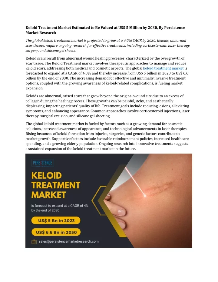 keloid treatment market estimated to be valued