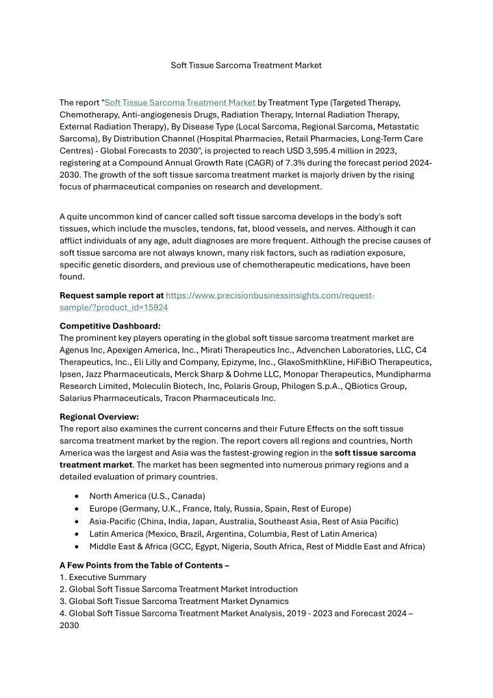 soft tissue sarcoma treatment market