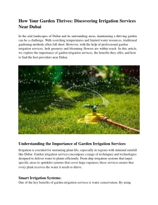 How Your Garden Thrives: Discovering Irrigation Services Near Dubai