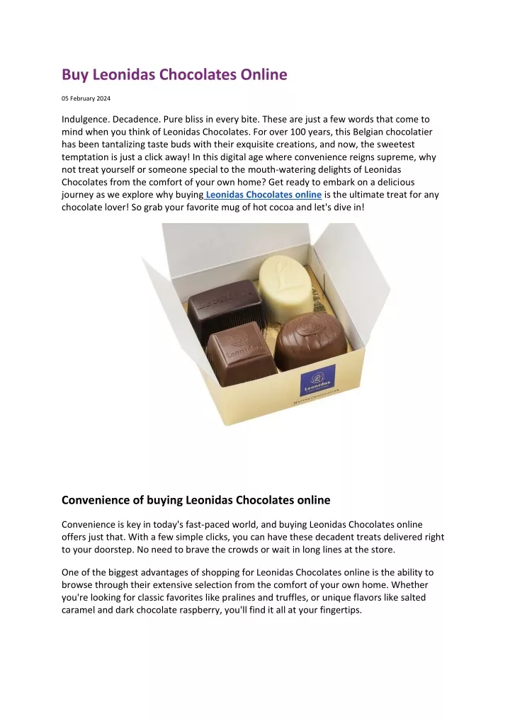 buy leonidas chocolates online