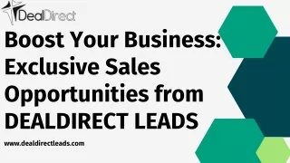 Boost Your Business Exclusive Sales Opportunities from DEALDIRECT LEADS PPT