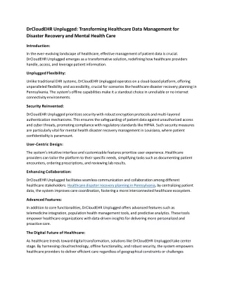 drcloudehr unplugged transforming healthcare data