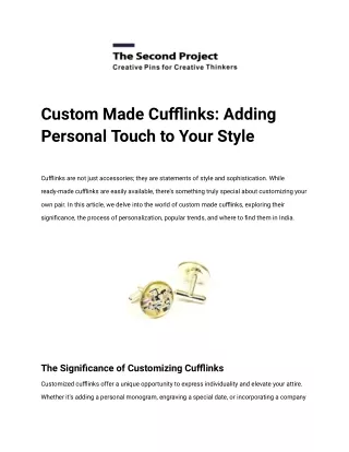 Custom Made Cufflinks_ Adding Personal Touch to Your Style