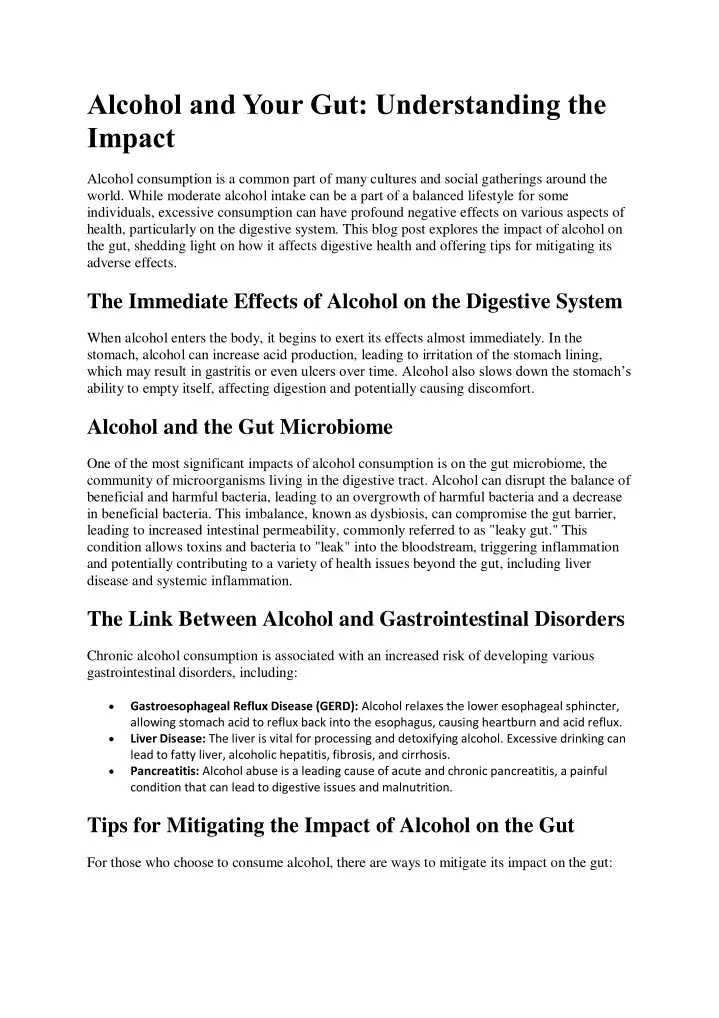 alcohol and your gut understanding the impact