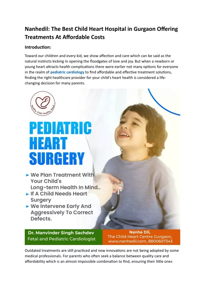 nanhedil the best child heart hospital in gurgaon