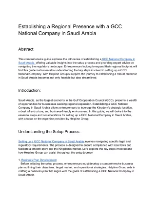 establishing a regional presence with