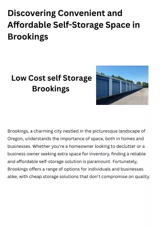 Discovering Convenient and Affordable Self-Storage Space in Brookings
