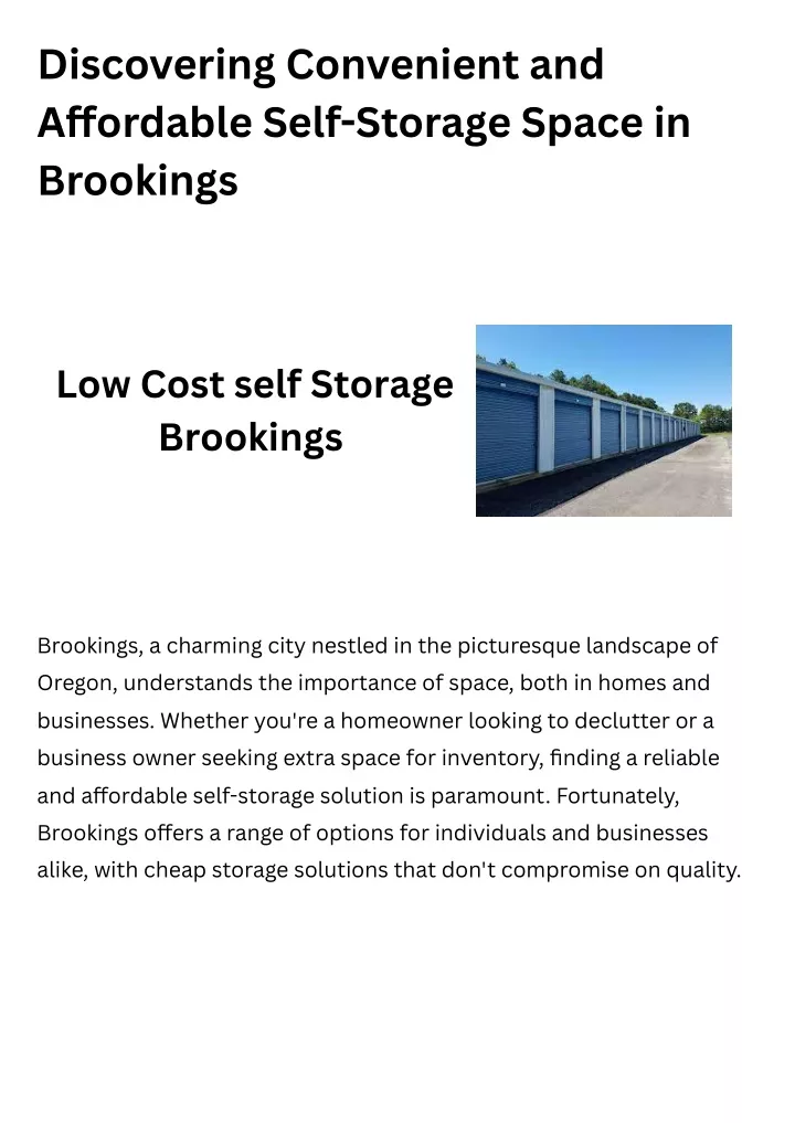 discovering convenient and a ordable self storage