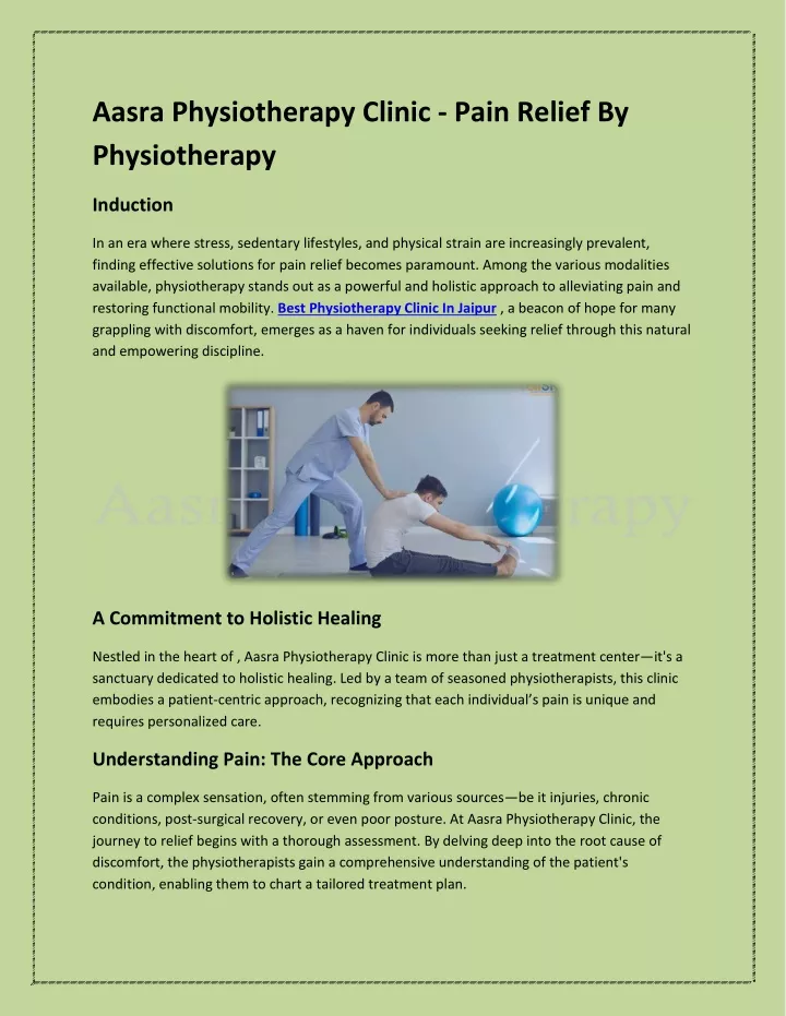 aasra physiotherapy clinic pain relief