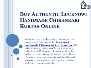 Buy Authentic Lucknowi Handmade Chikankari Kurtas Online