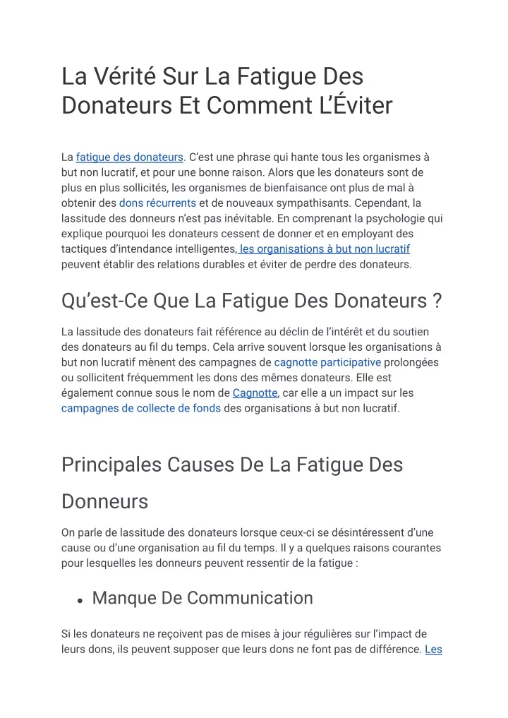 la v rit sur la fatigue des donateurs et comment