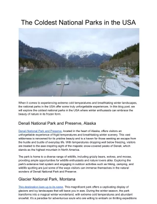 The Coldest National Parks in the USA