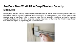 Are Door Bars Worth It_ A Deep Dive into Security Measures