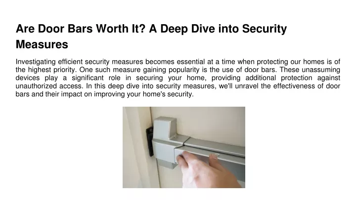 are door bars worth it a deep dive into security measures