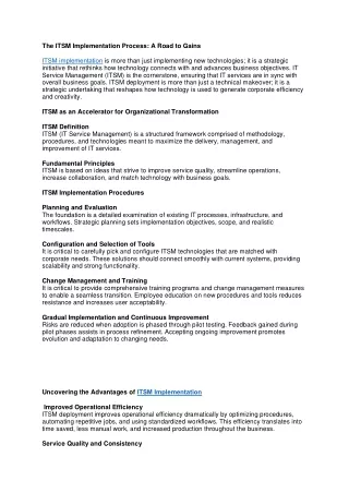 the itsm implementation process a road to gains