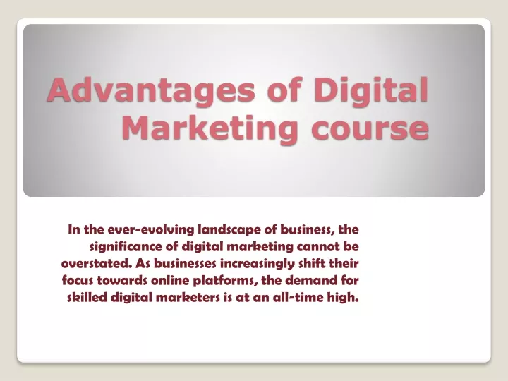 advantages of digital marketing course