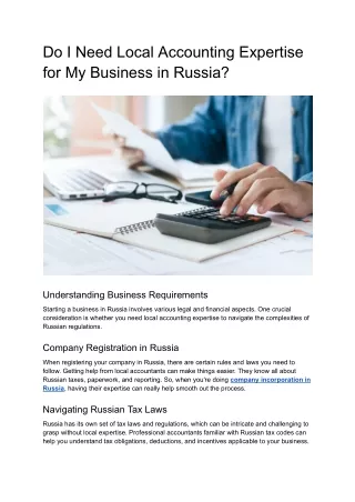 Do I Need Local Accounting Expertise for My Business in Russia