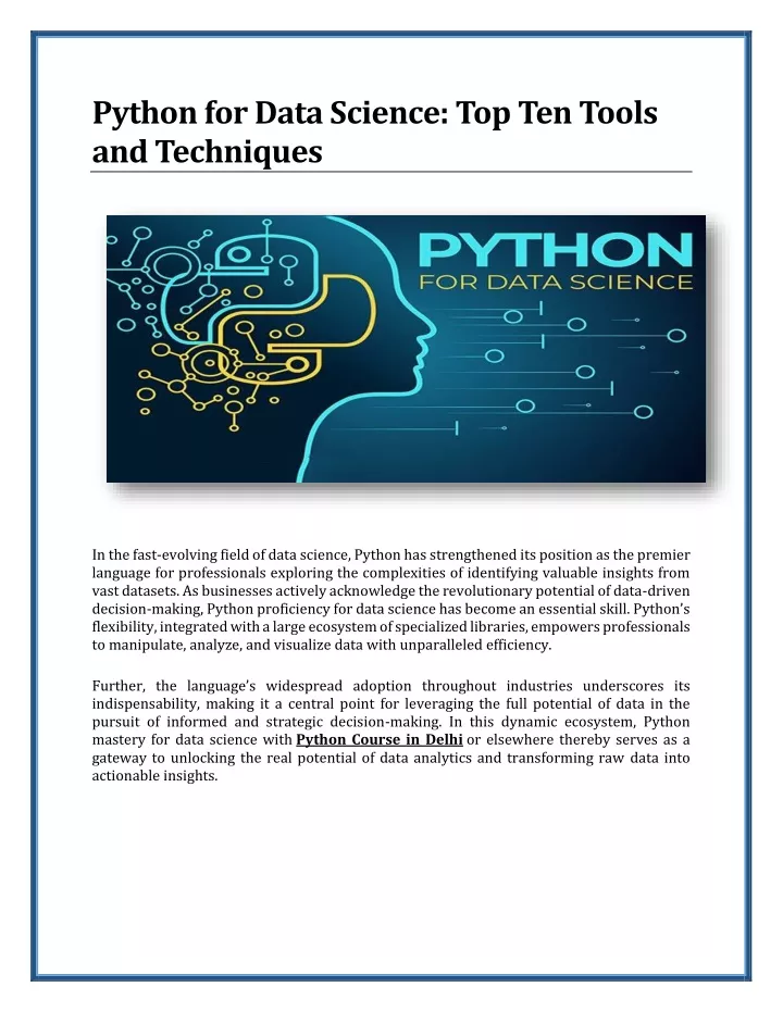 python for data science top ten tools