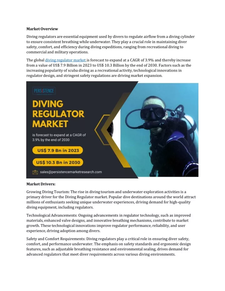 market overview diving regulators are essential