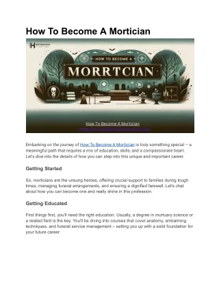 How To Become A Mortician