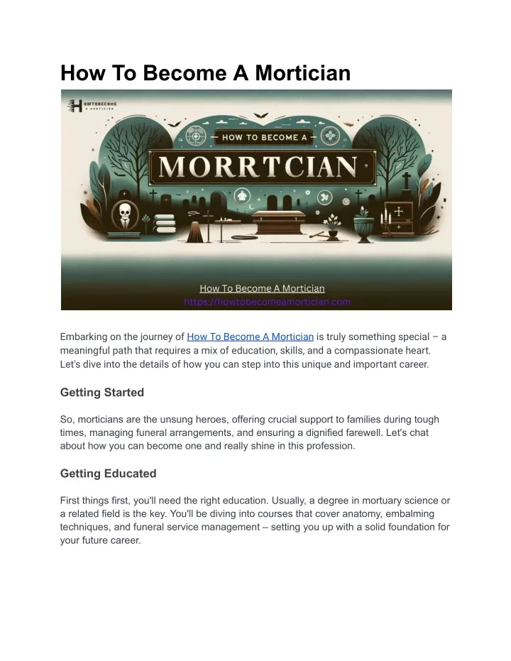 how to become a mortician