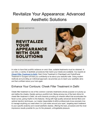 Revitalize Your Appearance Advanced Aesthetic Solutions