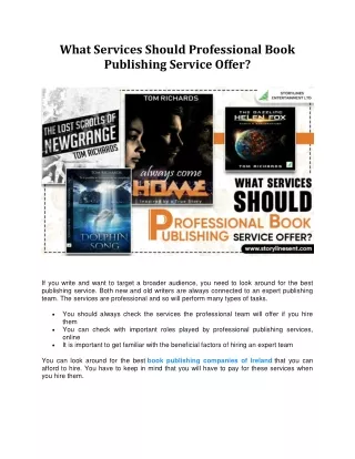 What Services Should Professional Book Publishing Service Offer