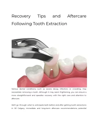 Recovery Tips and Aftercare Following Tooth Extraction