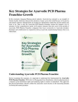 Key Strategies for Ayurvedic PCD Pharma Franchise Growth