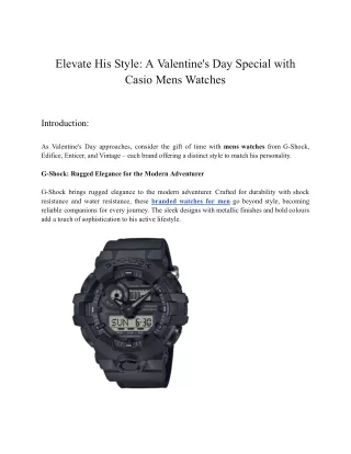 Elevate His Style_ A Valentine's Day Special with Casio Mens Watches