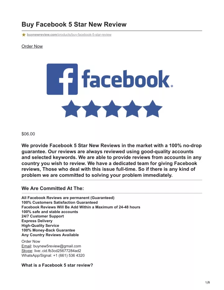 buy facebook 5 star new review