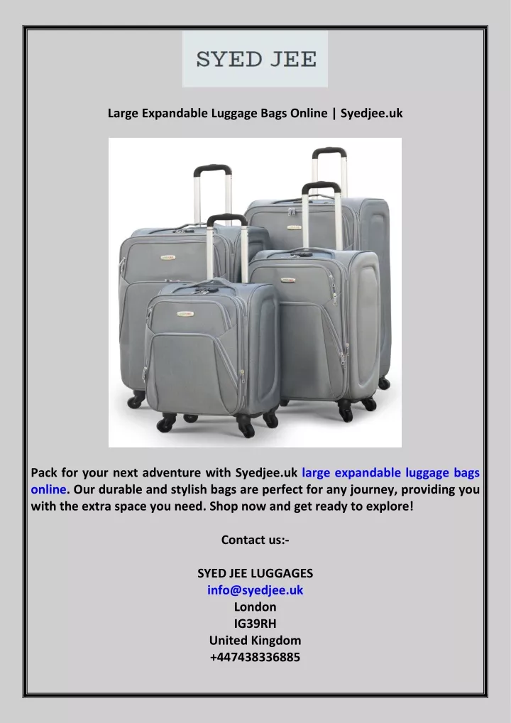 large expandable luggage bags online syedjee uk