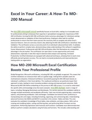 mo-200 microsoft excel PDF