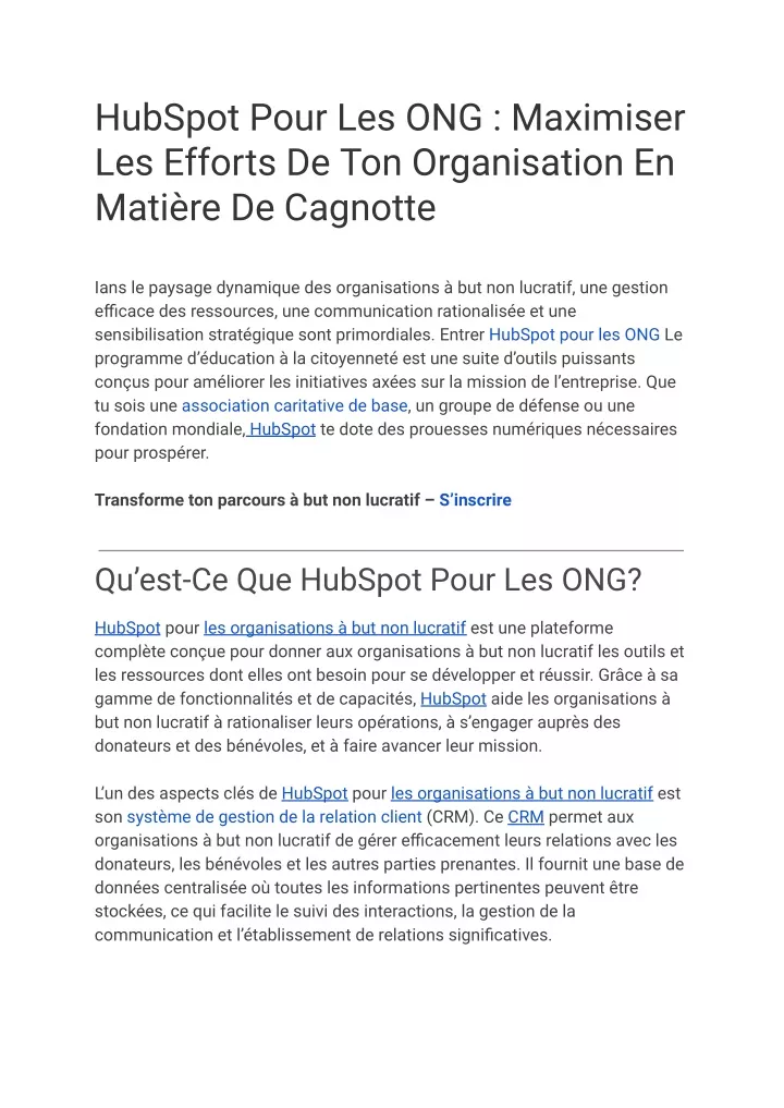 hubspot pour les ong maximiser les efforts